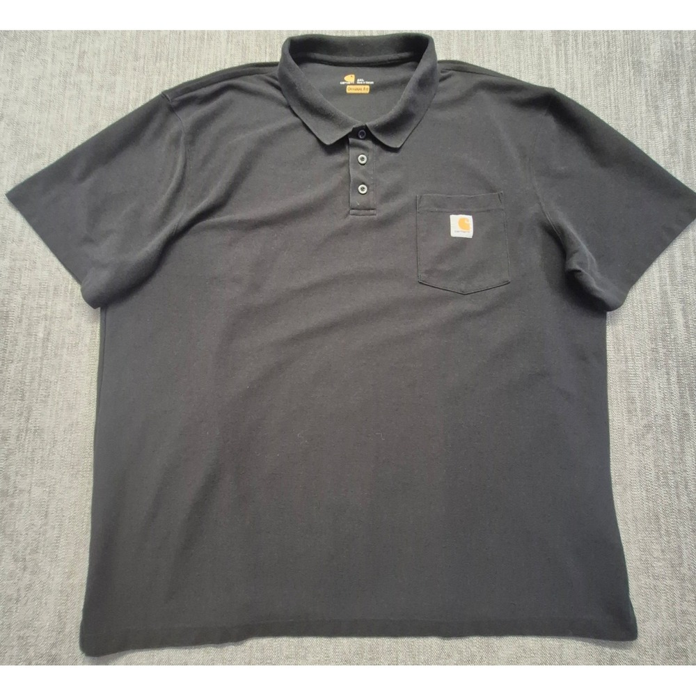 Carhartt K570 Men's 2XL Black Original Fit Pocket Polo Shirt workwear logo